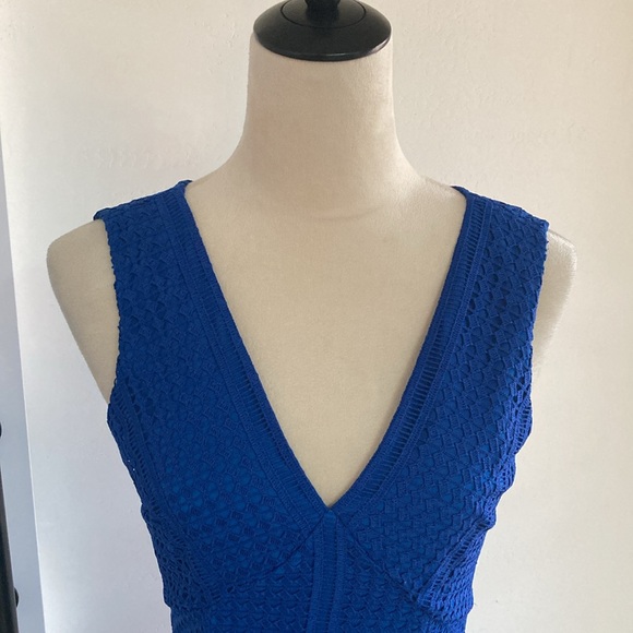V Neck Blue Dress, Like New, Size 2 - Picture 2 of 9